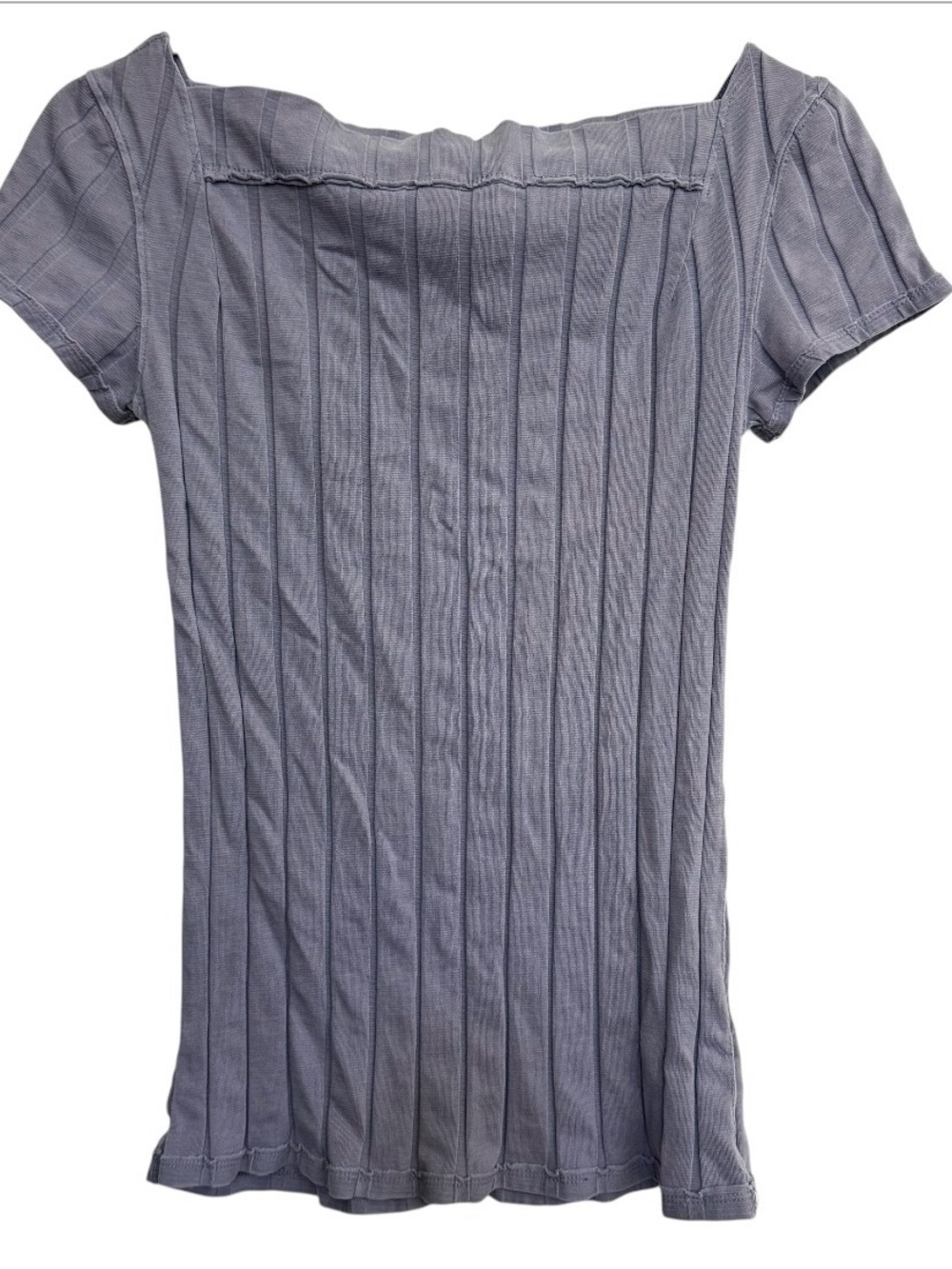 We The Free People Ahoy Vertical Ribbed T Shirt Size S Purple Short Sleeve